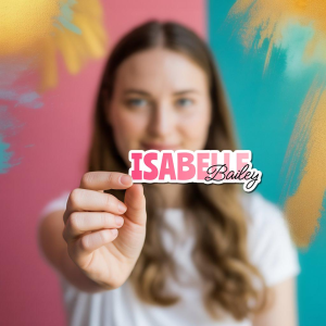 Custom Name Surname Sticker - Gradient Colours